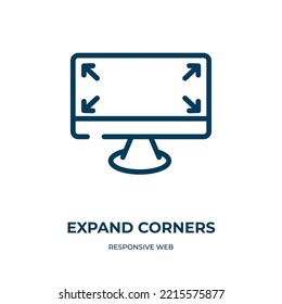 Expand corners icon. Linear vector illustration from responsive web collection. Outline expand corners icon vector. Thin line symbol for use on web and mobile apps, logo, print media.