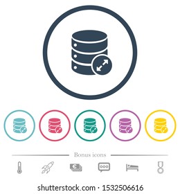 Expand database flat color icons in round outlines. 6 bonus icons included.