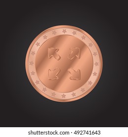 Expand embossed realistic bronze coin precious Icon / Logo Design