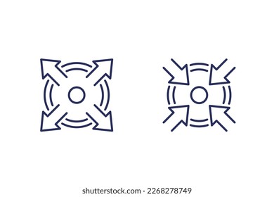 expand, extend and reduce line icons