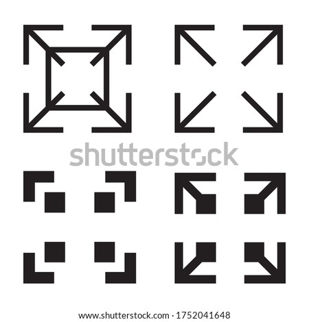 Expand to full screen or full screen - Line art vector icon for apps and websites