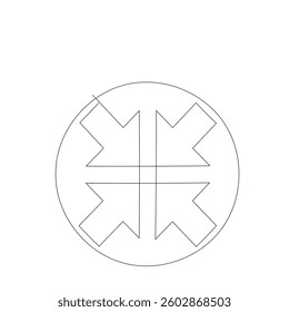  Expand to full screen sign and symbol. Arrows symbol continuous line