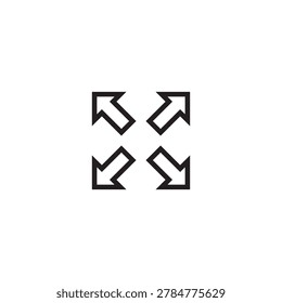 Expand Fullscreen Arrows Icon — Outline Four Corner Arrow Vector Symbol for UI, Web Design and Screen Resize Interface