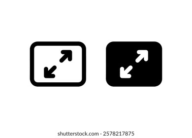 Expand and Fullscreen Icons in Line and Solid Styles vector