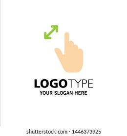 Expand, Gestures, Interface, Magnification, Touch Business Logo Template. Flat Color