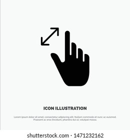 Expand, Gestures, Interface, Magnification, Touch solid Glyph Icon vector. Vector Icon Template background