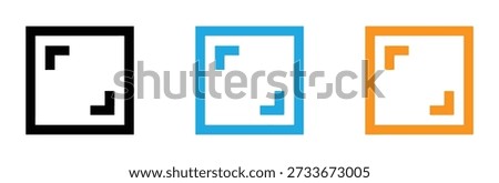 Expand icon. expand arrow. Diagonal arrows indicating fullscreen or minimize action button vector illustration. Resize or toggle screen view symbol. Windowed and fullscreen mode sign. 