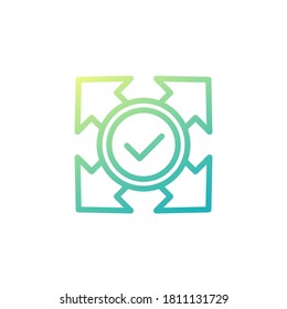 expand icon with check mark, line design