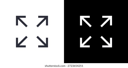 Expand icon concept with flat Black White Background. Vector illustration.
