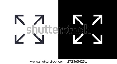 Expand icon concept with flat Black White Background. Vector illustration.