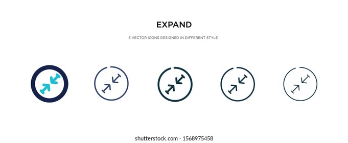 expand icon in different style vector illustration. two colored and black expand vector icons designed in filled, outline, line and stroke style can be used for web, mobile, ui