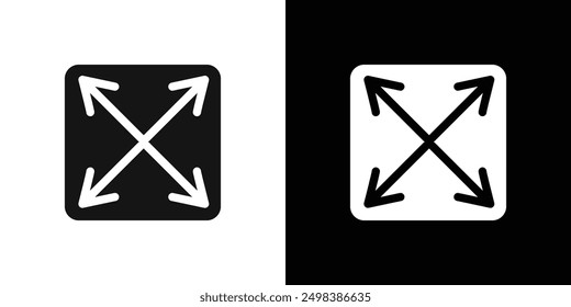 Expand icon flat line symbol set.