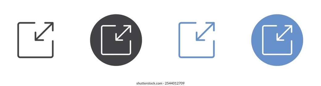 Expand icon Flat set in black and white color