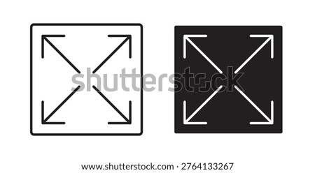 Expand icon flat vector illustration. Black Thin Line Icon Emblem Concept