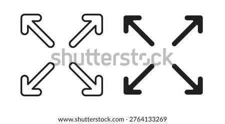 Expand icon flat vector illustration. Black Thin Line Icon Emblem Concept