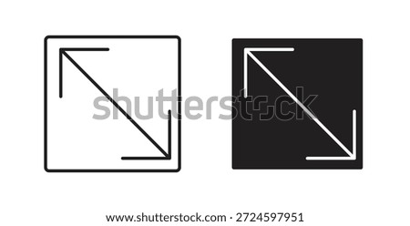 Expand icon glyph and line set thin line symbol concept.