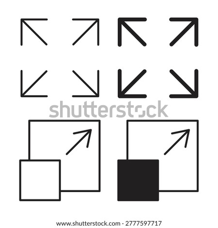 Expand icon Isolated flat vector in outline and solid black