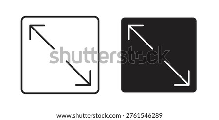 Expand icon in line design. Editable stroke icon.