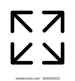 Expand icon line isolated on white background. Black flat thin icon on modern outline style. Linear symbol and editable stroke. Simple and pixel perfect stroke vector illustration.