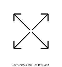 Logotipo lineal del icono de Expandir aislado