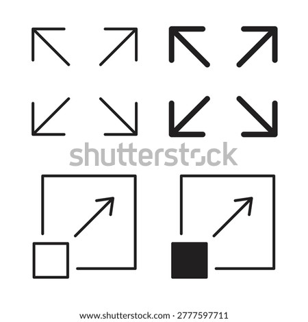 Expand icon on white background. Editable stroke and clipart icons