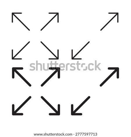 Expand icon on white background. Editable stroke and clipart icons