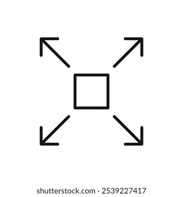 Expand icon outline collection or set in black and white