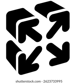 Icono de Expandir representado por el ícono de Expandir simple estilo relleno negro.