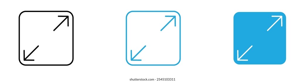 Expandir ilustração de vetor de conjunto de ícones em preto