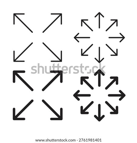 Expand icon symbols vector set