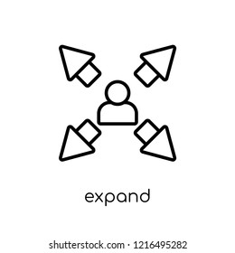 expand icon. Trendy modern flat linear vector expand icon on white background from thin line collection, outline vector illustration