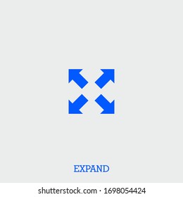 icono de expansión. expandir vector en fondo gris