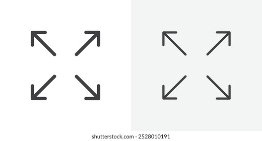 Expand icon vector icon set in black and white color.
