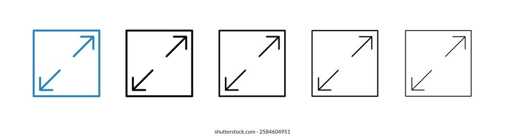 Expand icons in five different stroke sizes