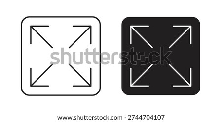 Expand icons in line designs. solid silhouette style in black
