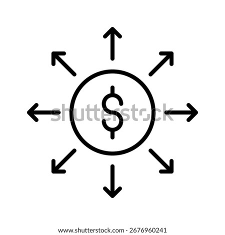 Expand Icons In Outline, Vector Illustration