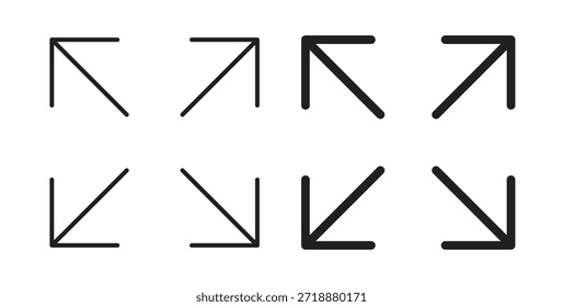 Expand icons set isolated on white background flat vector illustration.