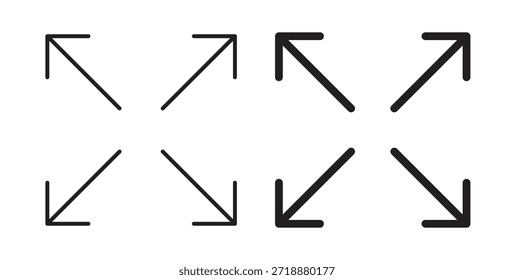 Expanda ícones definidos isoladamente na ilustração de vetor plano de fundo branco.