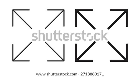 Expand icons set isolated on white background flat vector illustration.