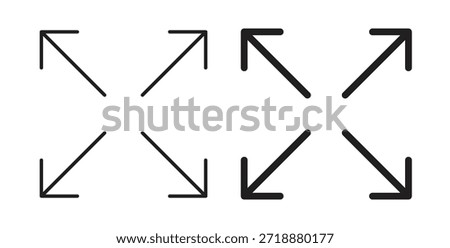 Expand icons set isolated on white background flat vector illustration.