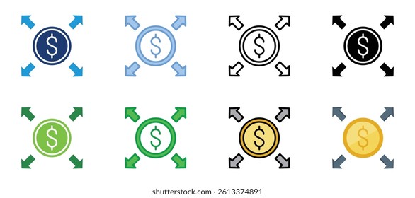 Expand Icons Set Vector Multiple Style Collection