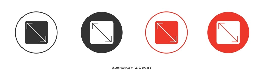 Expandir ícones simples plana silhueta vetor ilustração
