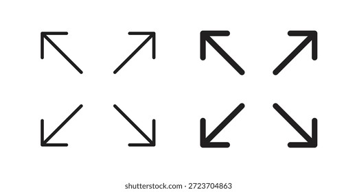 Erweitern Sie Icons Vektorsammlung für Web-Designs. Flache Symbole