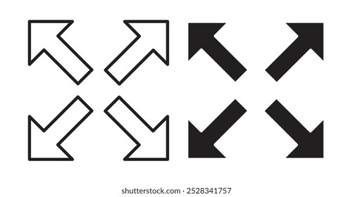 Expand icons. Vector set in filled and line style.