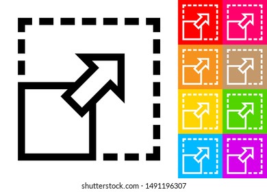Expand or Maximize. Line Icon With Different Color Background.