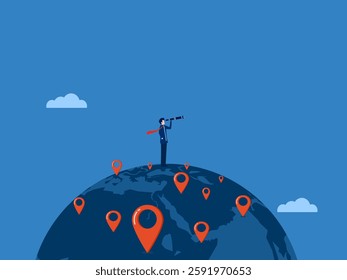 Expand new branches, specific businessman pins new pins