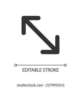 Expand pixel perfect linear ui icon. Gesture on touch screen. Zoom out player window. GUI, UX design. Outline isolated user interface element for app and web. Editable stroke. Arial font used