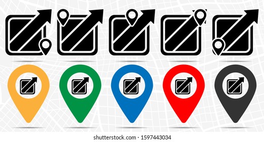 Expand the program window icon in location set. Simple glyph, flat illustration element of web, minimalistic theme icons