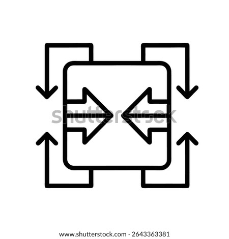Expand Resize Horizontally Outline Icon on White Background – Minimal Vector Symbol for Interface and UI Design
