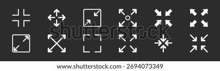 Expand screen line icon, full size display vector symbol, enlarge window interface button, digital app vector illustration
